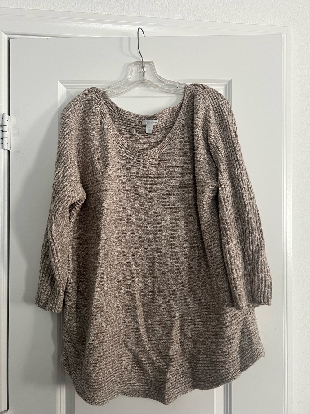 New York & Company Beige Chunky Knit Scoop Neck Sweater
